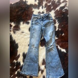 Girls BKE Light Blue Distressed Flare Jeans